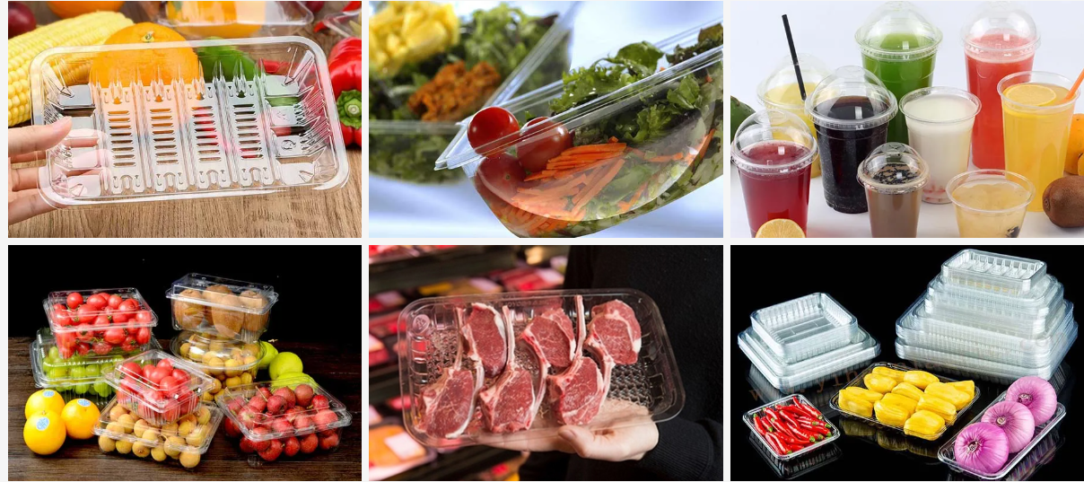 Food grade PET plastic sheet rolls for trays lids and clamshell packaging